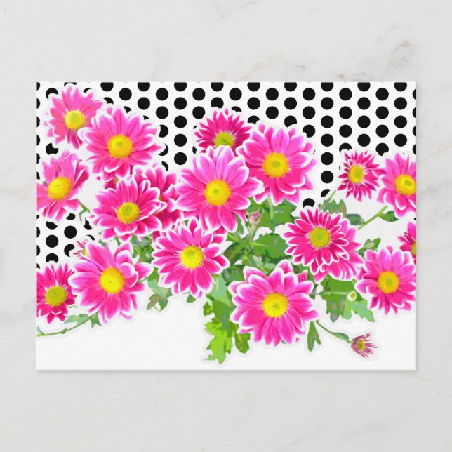 Rosa Daisy / Asters Bouquet & Dots + din idé Vykort (Framsida)