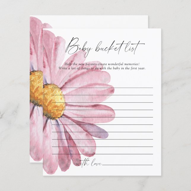 Rosa Daisy - Baby bucket list-spel (Fram/baksida)