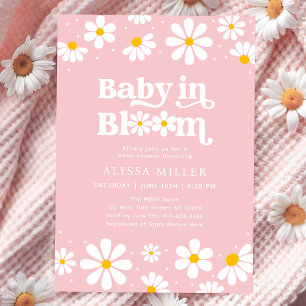 Rosa Daisy Baby i Bloom Baby Shower Inbjudningar