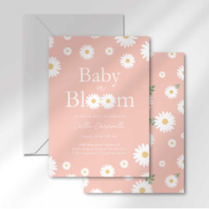 Rosa Daisy Baby i Knopp Baby Shower Inbjudan