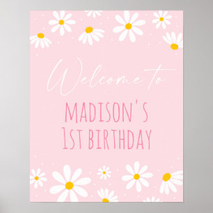 Rosa Daisy Birthday Välkommen Poster