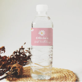 Rosa Daisy Birthday Vattenflaska Label Vattenflaskor Etikett
