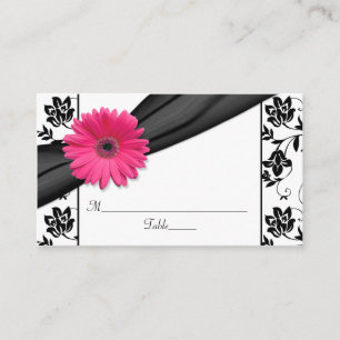 Rosa Daisy Black White Blommigt Bröllop Plattskort Placeringskort