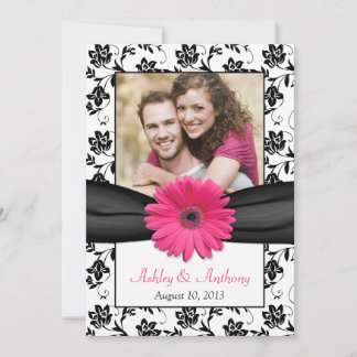 Rosa Daisy Black White Blommigt Foto Spara datum Datumet