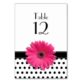 Rosa Daisy Black White Polka Dot Bröllop Bordsnummer