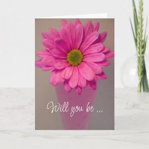 Rosa Daisy, blir du min Bridesmaid? Inbjudan