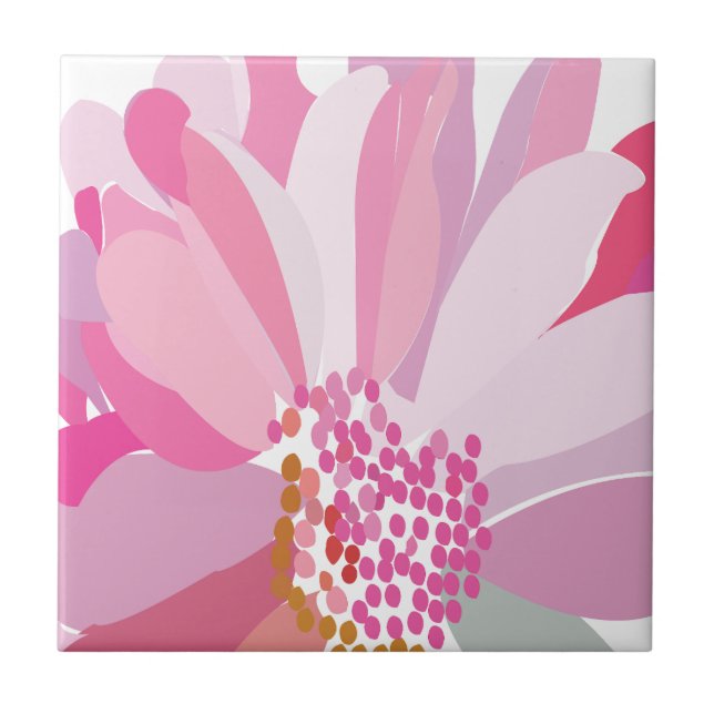 Rosa Daisy-blomma    Kakelplatta (Framsidan)