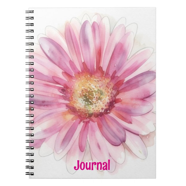 Rosa Daisy Blomma Konst Personlig Journal Anteckningsbok (Framsidan)