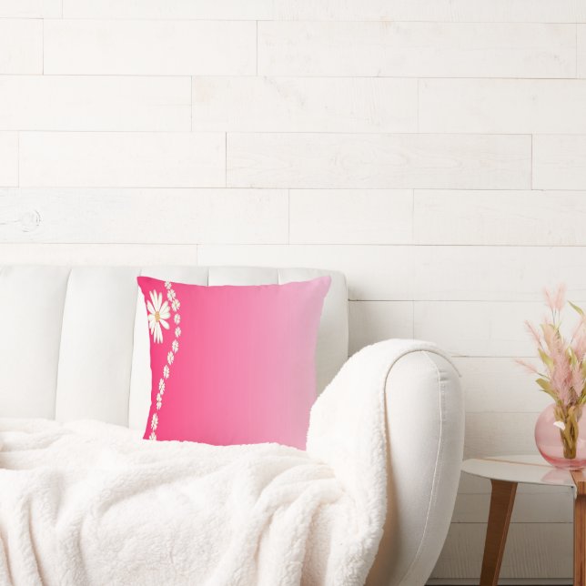 Rosa Daisy Blommig Gradient Estetisk Design Kudde (Soffa)