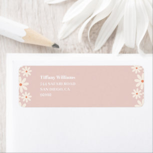 Rosa Daisy Blommigt Baby Shower Returadress Etikett