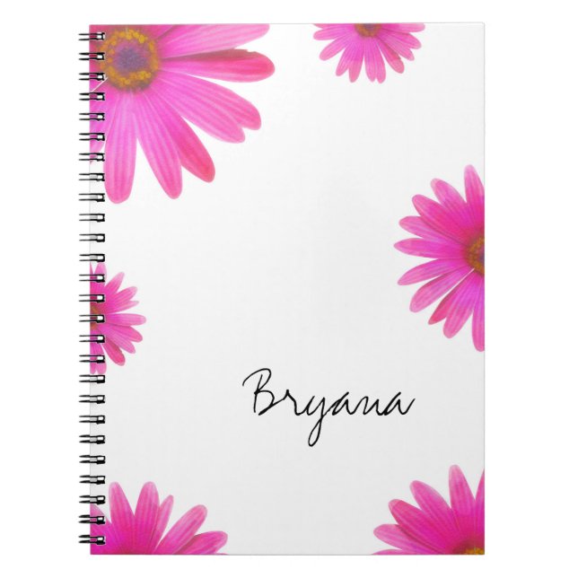 Rosa Daisy Blommigt Daisy Elegant Chic Journal Anteckningsbok Med Spiral (Framsidan)