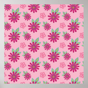Rosa daisy blommigt sömlös mönsterteknik, skönhet, poster