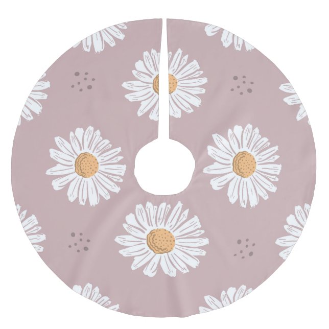 Rosa Daisy: Blommigt Upprepa Mönster. Julgransmatta Borstad Polyester (Framsidan)