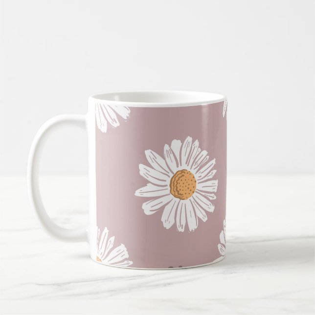 Rosa Daisy: Blommigt Upprepa Mönster. Kaffemugg (Vänster)