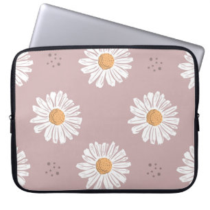 Rosa Daisy: Blommigt Upprepa Mönster. Laptop Fodral