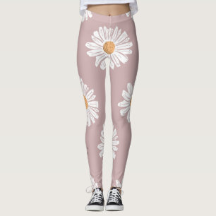 Rosa Daisy: Blommigt Upprepa Mönster. Leggings