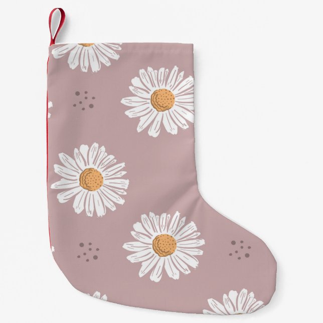 Rosa Daisy: Blommigt Upprepa Mönster. Liten Julstrumpa (Framsidan)