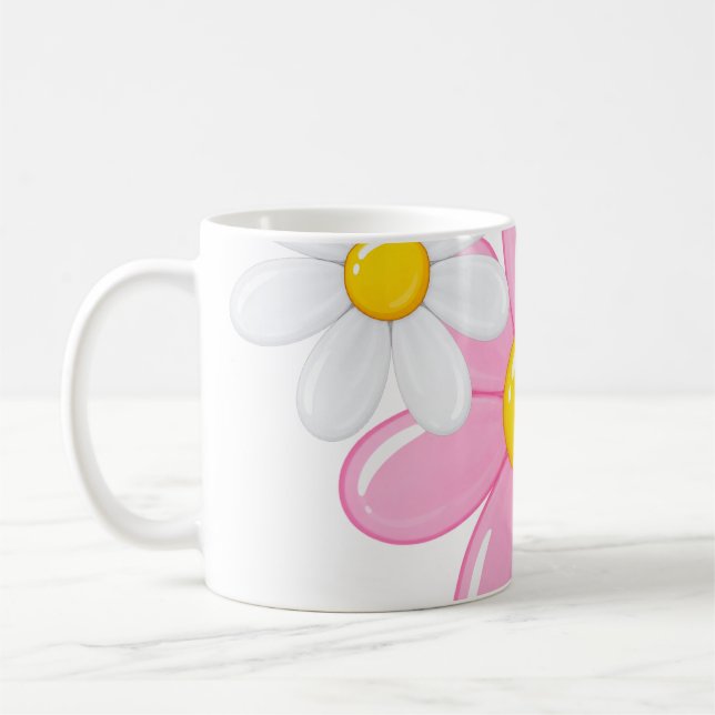 Rosa Daisy Blommug  Kaffemugg (Vänster)