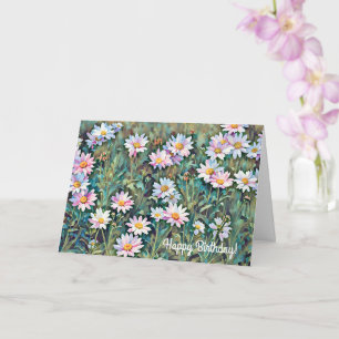 Rosa Daisy Blomsterträdgård Art Birthday Card Kort