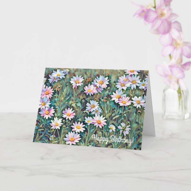 Rosa Daisy Blomsterträdgård Art Birthday Card Kort (Orkide)