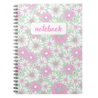 Rosa Daisy Bloom Notebook Anteckningsbok