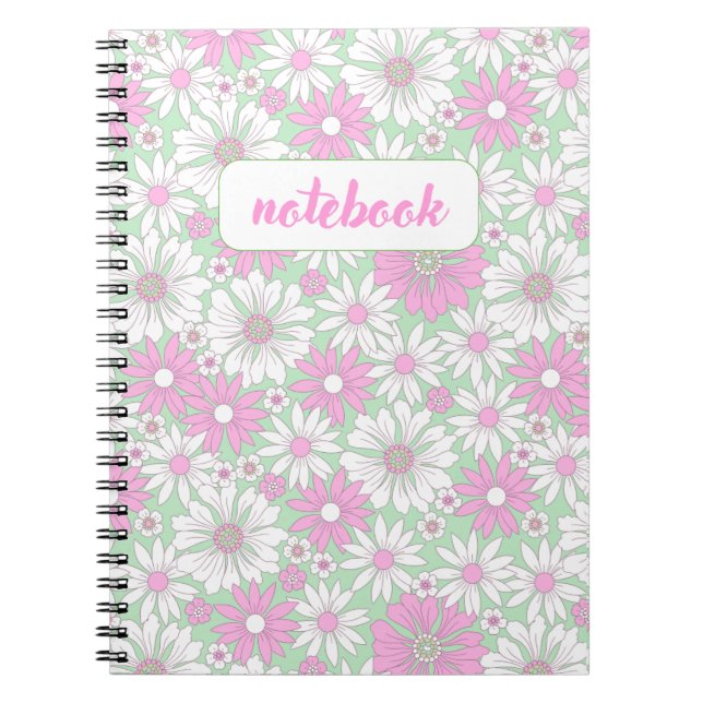 Rosa Daisy Bloom Notebook Anteckningsbok (Framsidan)