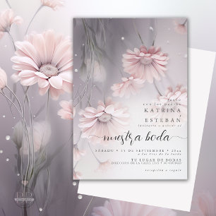 Rosa Daisy / Boda rosada de la margarita Inbjudningar