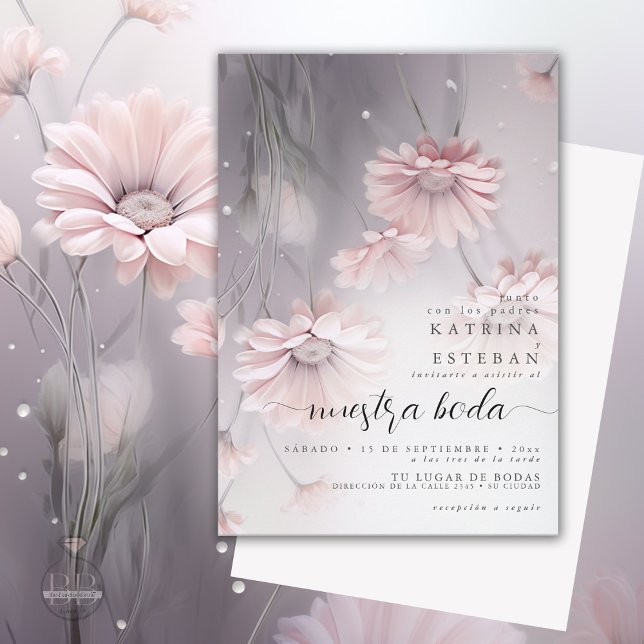 Rosa Daisy / Boda rosada de la margarita Inbjudningar (Skapare uppladdad)