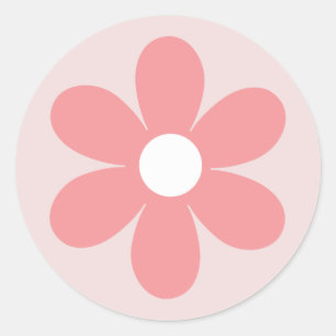 rosa daisy boho-blommigt födelsedag runt klistermärke