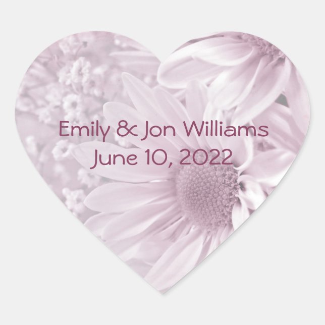 rosa  daisy bouquet hjärtformat klistermärke (Framsida)