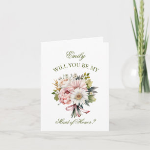 Rosa Daisy Bouquet Maid of honor Frieri Inbjudan