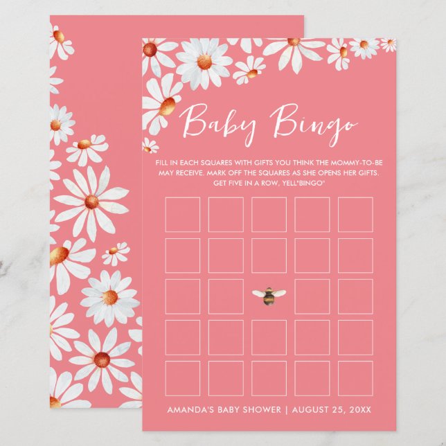 Rosa Daisy & Bumblebee Baby Bingo (Fram/baksida)
