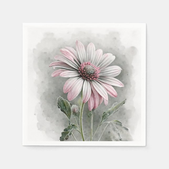 Rosa Daisy Cocktail Napkins Pappersservett (Framsidan)