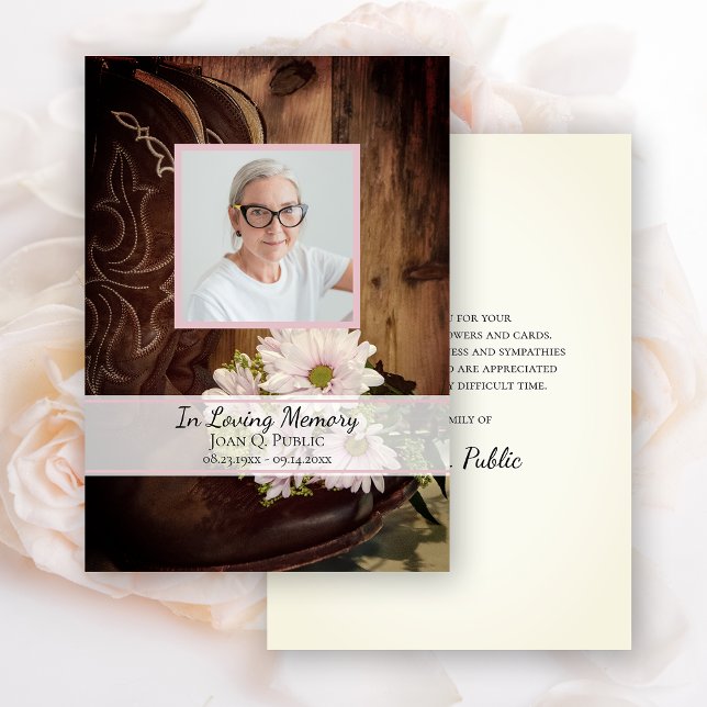 Rosa Daisy Cowboy Boot Funeral Memorial Sympathy Tack Kort (Skapare uppladdad)