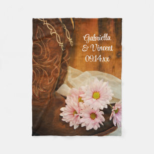 Rosa Daisy Cowboy Boots Land Westerna Bröllop Fleecefilt