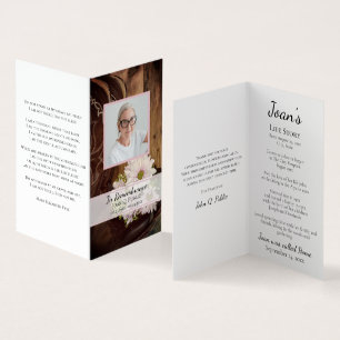 Rosa Daisy CowboyBoots Funeral Memorial Prayer Visitkort