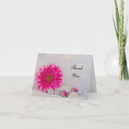 Rosa Daisy Diamond Buttons Bröllop Tack Kort