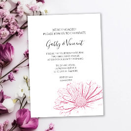 Rosa Daisy Effect Blommigt Bröllop Förlovningsfest Inbjudningar