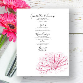 Rosa Daisy Effect Blommigt Bröllop Meny