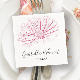 Rosa Daisy Effekt Blommigt Bröllop Pappersservett