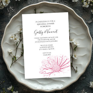 Rosa Daisy Effekt Blommigt Bröllop Rehearsal Midda Inbjudningar