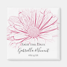Rosa Daisy Effekt Blommigt Bröllop spara datum Magnet