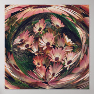 Rosa Daisy Energies Blommigt Abstrakt Art Poster