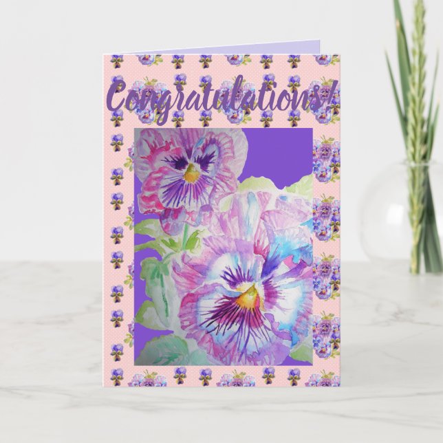Rosa Daisy Flower Blommigt Conrgating Art Card Kort (Framsida)