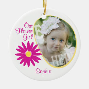 Rosa Daisy Flower Girl Photo Julgransprydnad Keramik