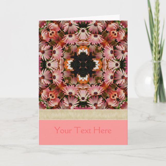 Rosa Daisy Flower Kaleidoscope-fotokort Kort (Framsida)
