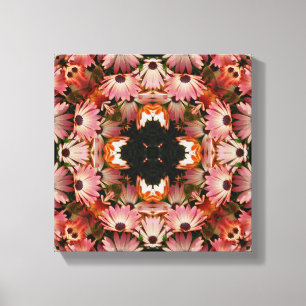 Rosa Daisy Flowers Abstrakt Blommigt Art. Canvastryck