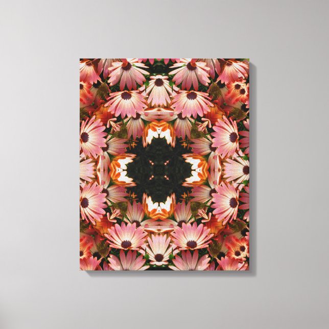 Rosa Daisy Flowers Abstrakt Blommigt Art. Canvastryck (Framsida)
