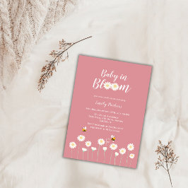 Rosa Daisy Flowers Baby in Bloom Baby Shower Inbjudningar