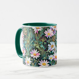 Rosa Daisy Flowers Garden Daisys Art Mugg Kopp
